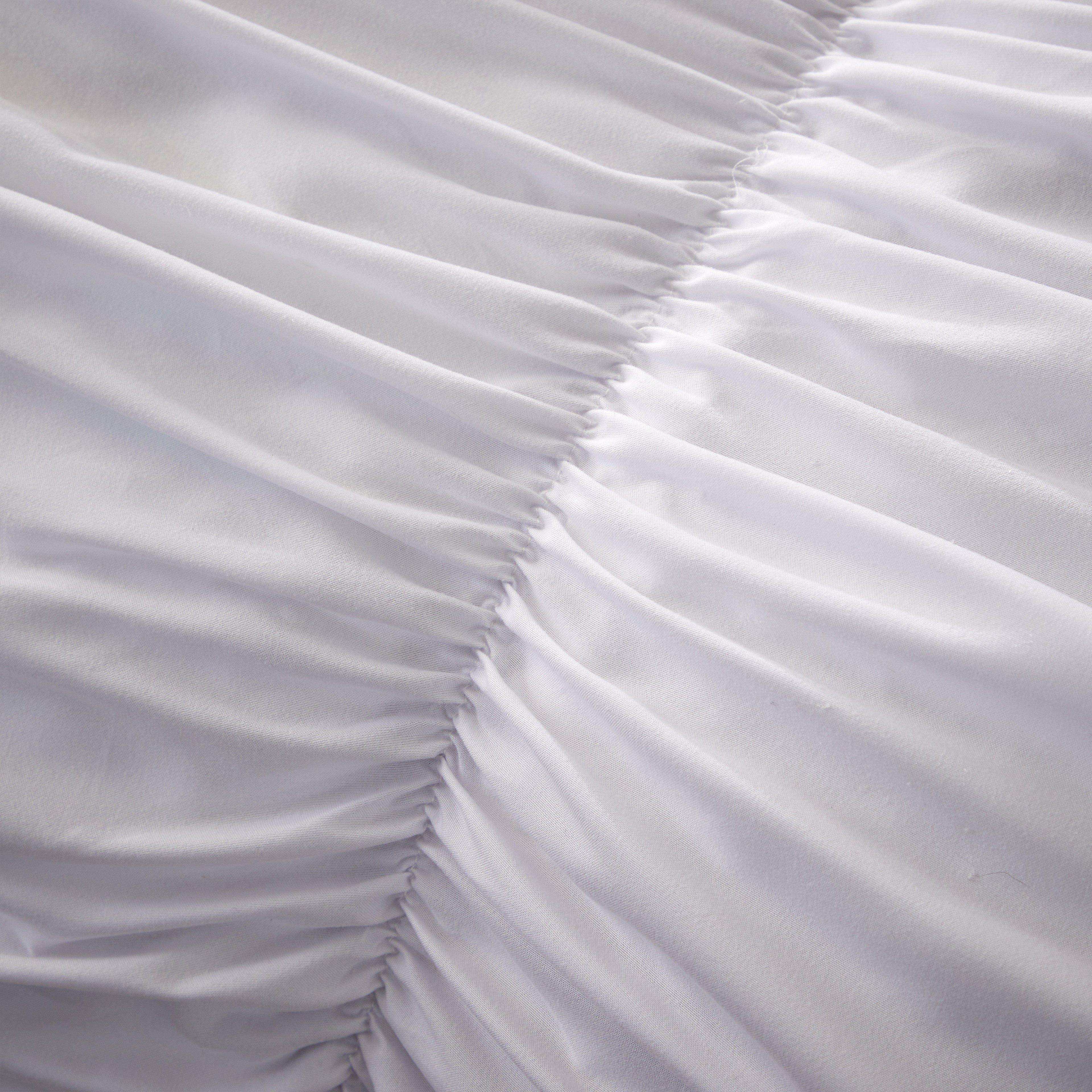 Ruched White Microfibre Duvet Cover Set