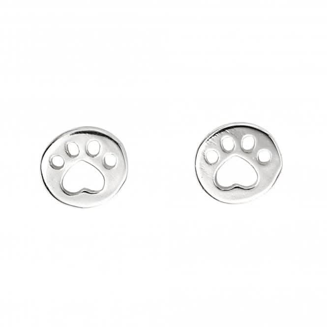 Sterling Silver Paw Print Stud Earrings