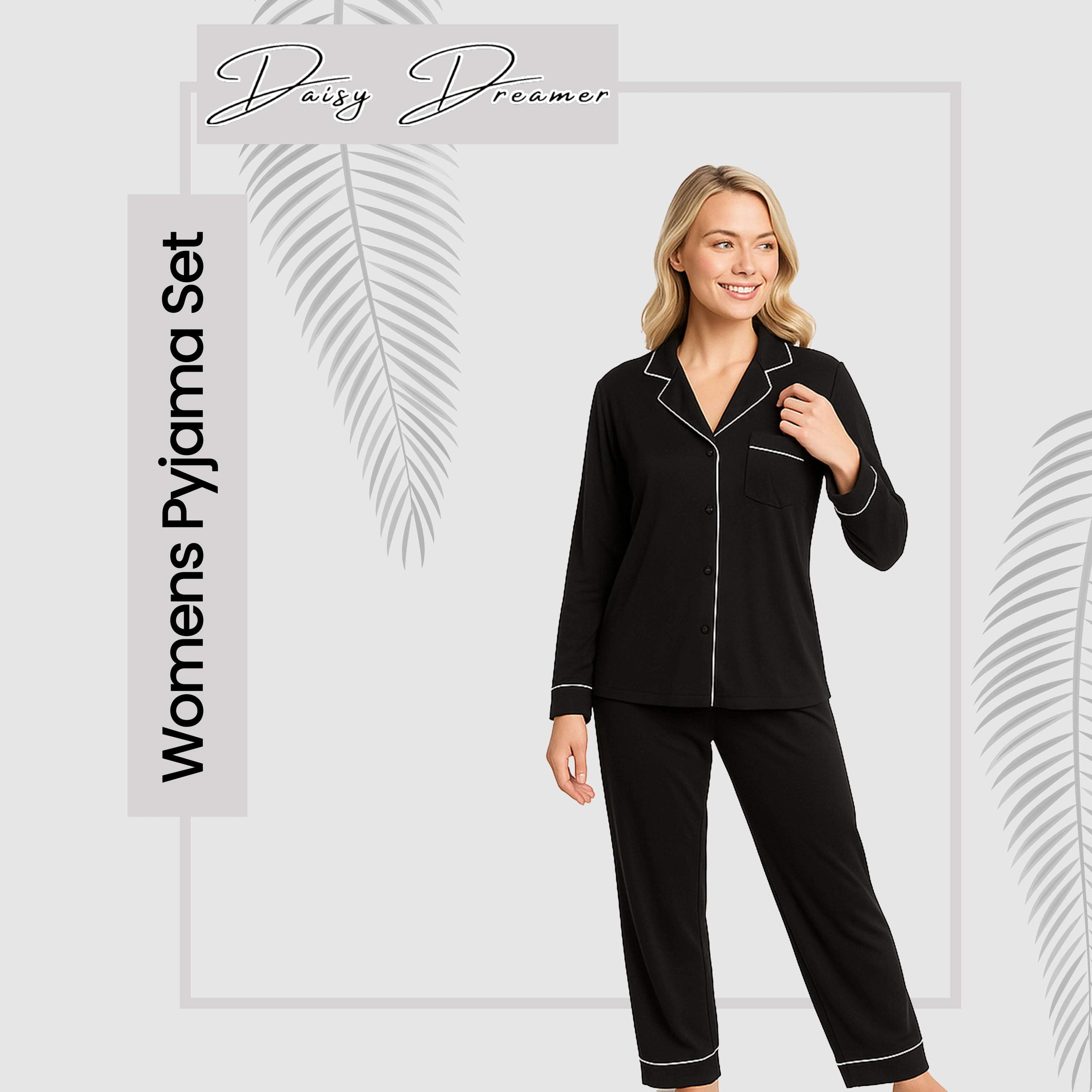 Women's Black Soft Touch Pyjama Set