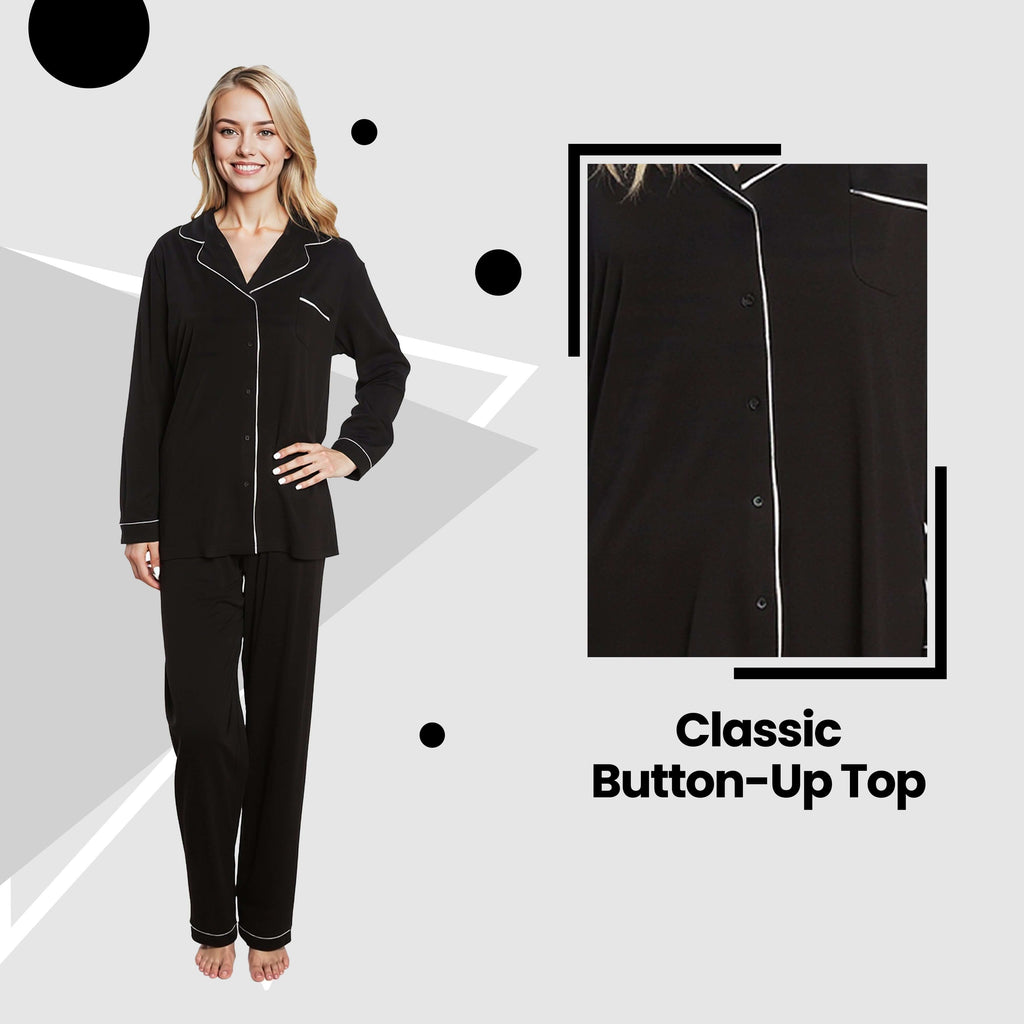 Women's Black Soft Touch Pyjama Set