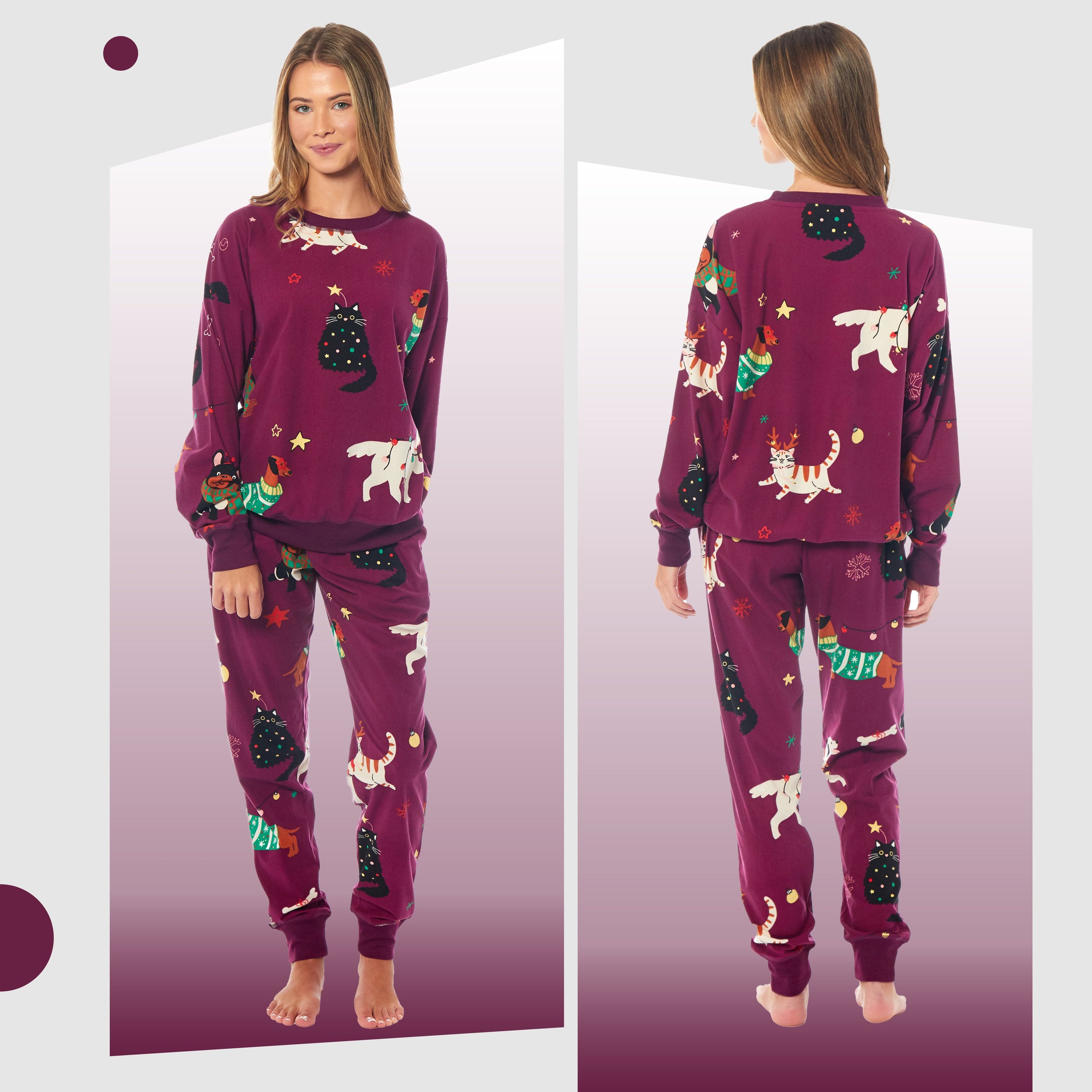 Women's Cats & Dogs Soft Fleece Pyjama Set