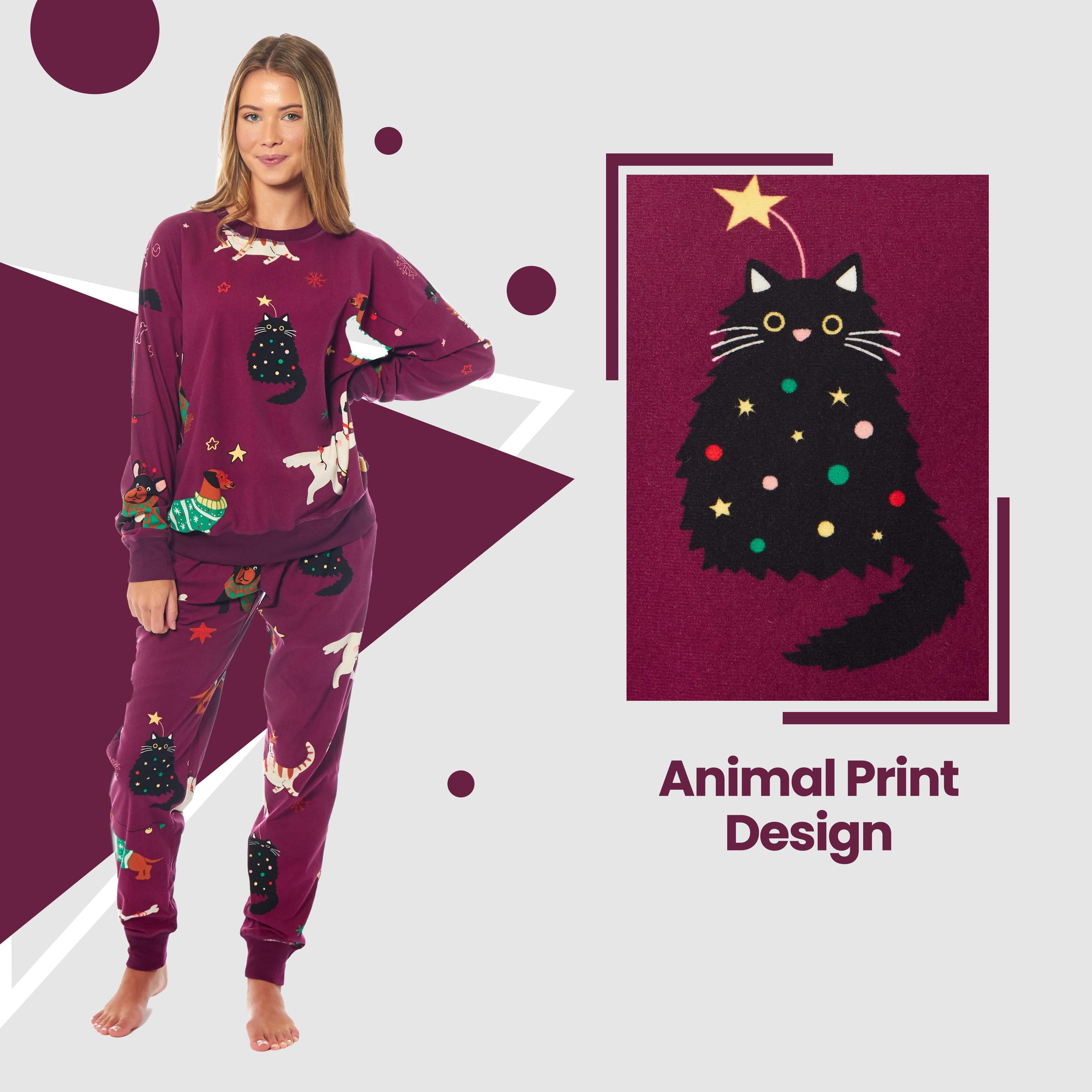 Women's Cats & Dogs Soft Fleece Pyjama Set