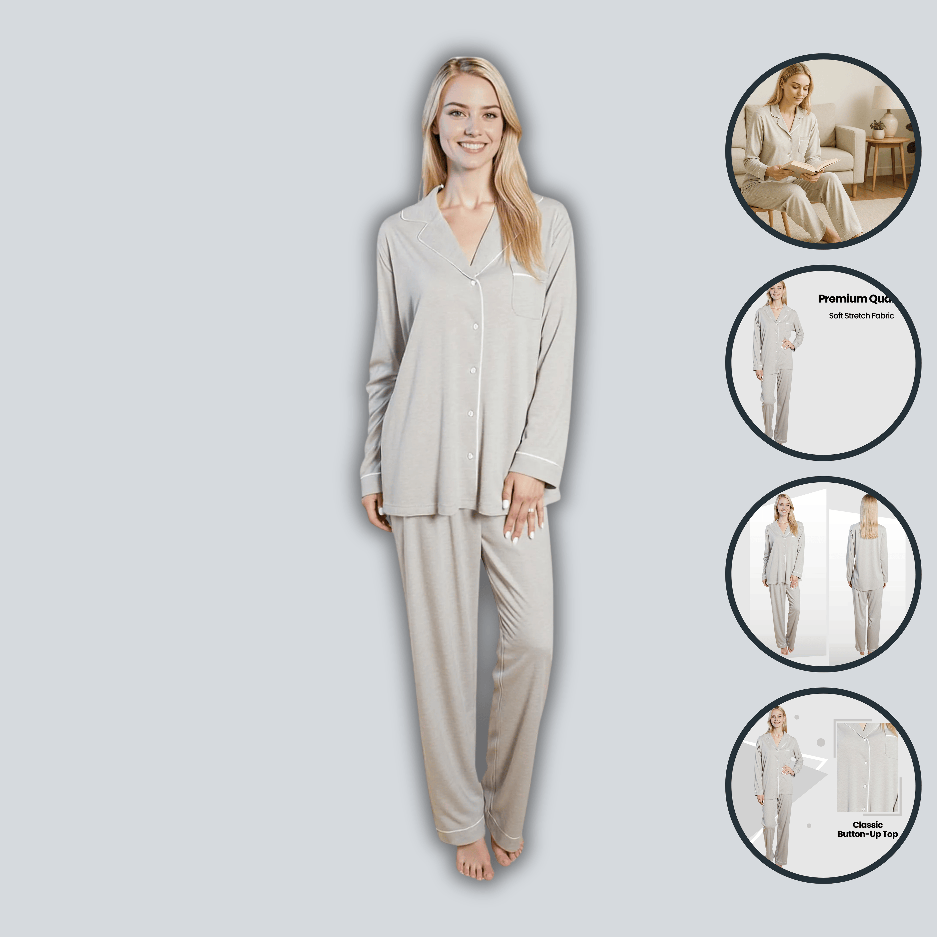 Women's Grey Soft Touch Pyjama Set