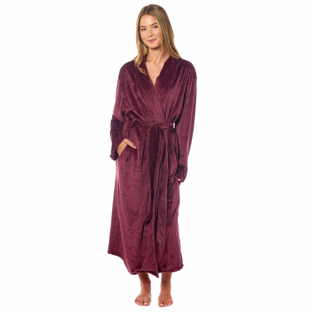 Women's Stripe Jacquard Long Dressing Gown